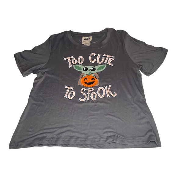 Star Wars Baby Yoda Too Cute To Spook Pajama Set Gray Black Medium Large - Picture 2 of 7